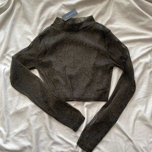 Black and gold sparkle cropped top